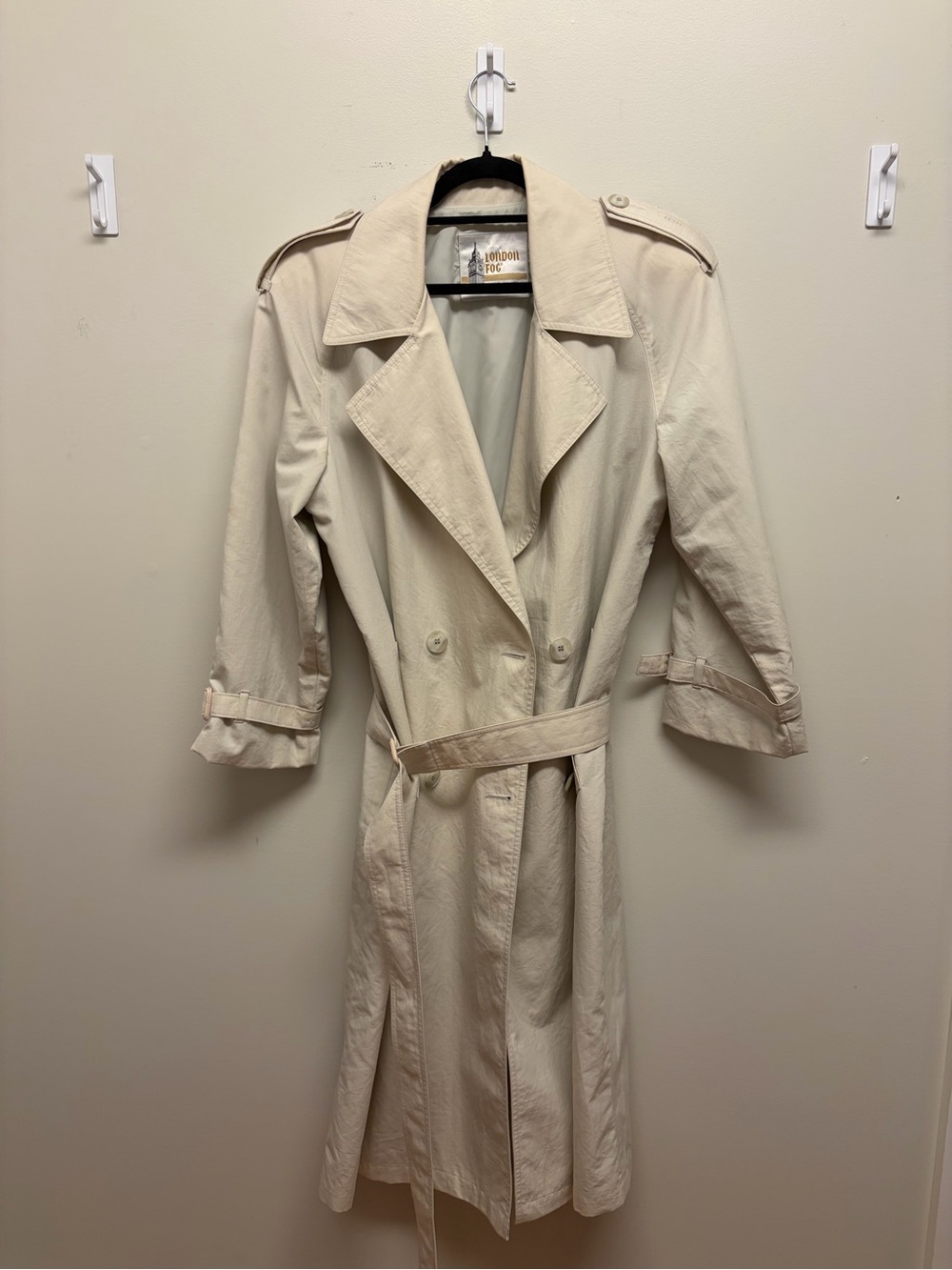 London Fog Women's Cream Trench Coat with Belt